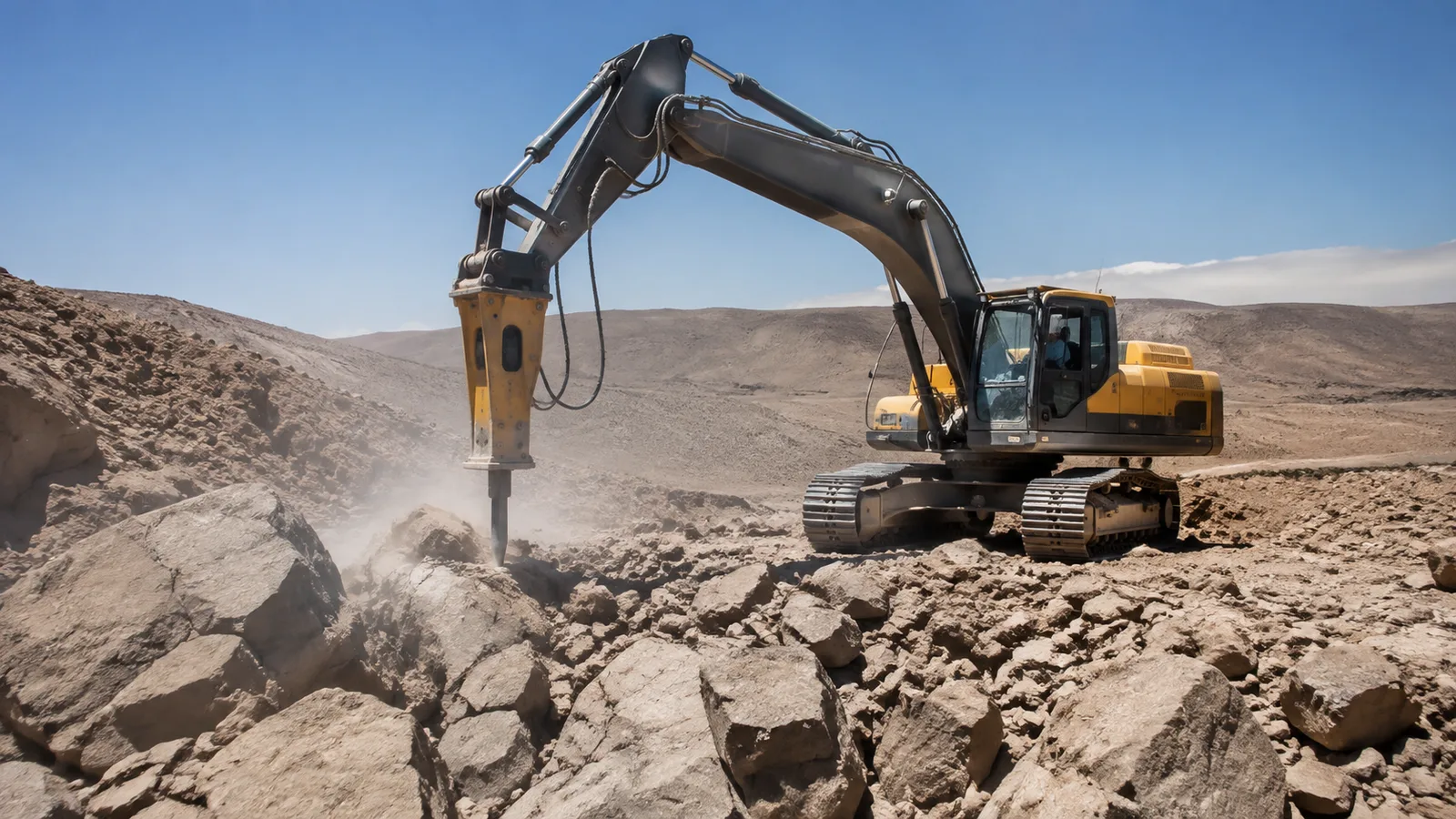 Excavadora con martillo